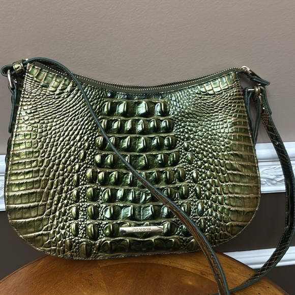 Brahmin Green Croc-Embossed Crossbody Bag - Picture 1 of 14